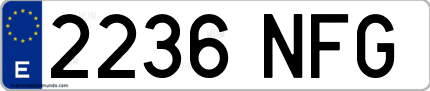 Ejemplo de matrícula de coche ordinaria 2236 NFG