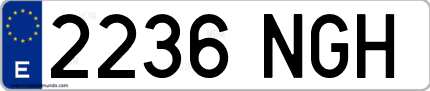 Ejemplo de matrícula de coche ordinaria 2236 NGH