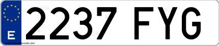 Ejemplo de matrícula española 2237 FYG