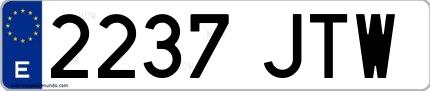 Ejemplo de matrícula española 2237 JTW