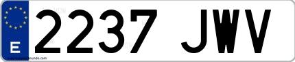 Ejemplo de matrícula española 2237 JWV