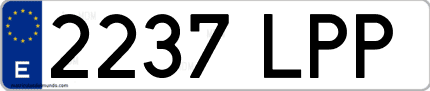 Ejemplo de matrícula de coche ordinaria 2237 LPP