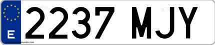 Ejemplo de matrícula de coche ordinaria 2237 MJY