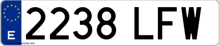Ejemplo de matrícula de coche ordinaria 2238 LFW