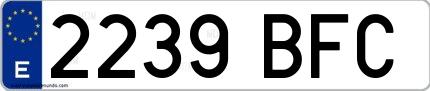 Ejemplo de matrícula española 2239 BFC