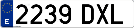 Ejemplo de matrícula de coche ordinaria 2239 DXL