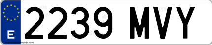 Ejemplo de matrícula de coche ordinaria 2239 MVY