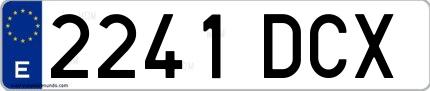 Ejemplo de matrícula española 2241 DCX