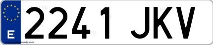 Ejemplo de matrícula española 2241 JKV