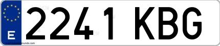 Ejemplo de matrícula española 2241 KBG