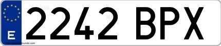 Ejemplo de matrícula española 2242 BPX