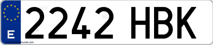 Ejemplo de matrícula de coche ordinaria 2242 HBK