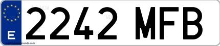 Ejemplo de matrícula española 2242 MFB