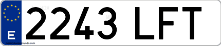 Ejemplo de matrícula de coche ordinaria 2243 LFT