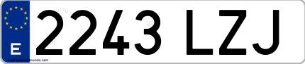 Ejemplo de matrícula española 2243 LZJ