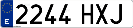 Ejemplo de matrícula de coche ordinaria 2244 HXJ