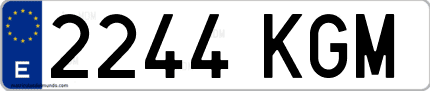 Ejemplo de matrícula de coche ordinaria 2244 KGM