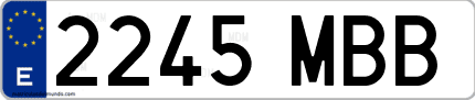 Ejemplo de matrícula de coche ordinaria 2245 MBB