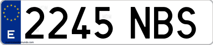 Ejemplo de matrícula de coche ordinaria 2245 NBS