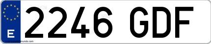 Ejemplo de matrícula española 2246 GDF