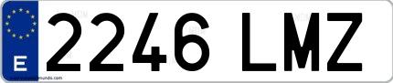 Ejemplo de matrícula española 2246 LMZ
