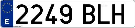 Ejemplo de matrícula española 2249 BLH