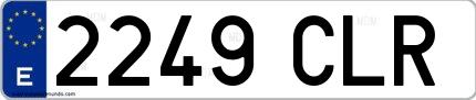 Ejemplo de matrícula española 2249 CLR