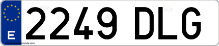 Ejemplo de matrícula de coche ordinaria 2249 DLG