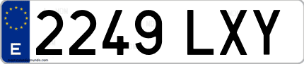 Ejemplo de matrícula de coche ordinaria 2249 LXY