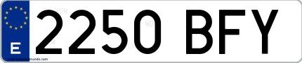 Ejemplo de matrícula española 2250 BFY
