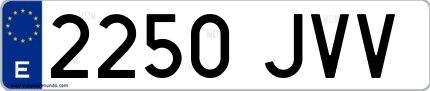 Ejemplo de matrícula española 2250 JVV