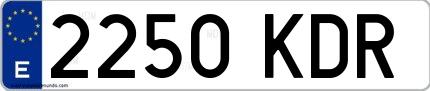 Ejemplo de matrícula española 2250 KDR