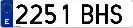 Ejemplo de matrícula de coche ordinaria 2251 BHS