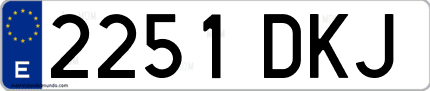 Ejemplo de matrícula de coche ordinaria 2251 DKJ