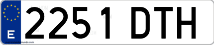 Ejemplo de matrícula de coche ordinaria 2251 DTH