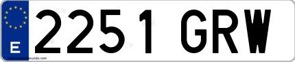 Ejemplo de matrícula española 2251 GRW