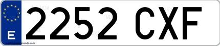 Ejemplo de matrícula española 2252 CXF