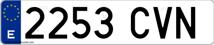 Ejemplo de matrícula de coche ordinaria 2253 CVN
