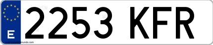 Ejemplo de matrícula española 2253 KFR