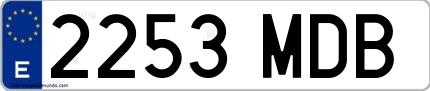 Ejemplo de matrícula española 2253 MDB
