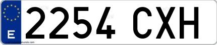 Ejemplo de matrícula española 2254 CXH