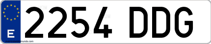 Ejemplo de matrícula de coche ordinaria 2254 DDG