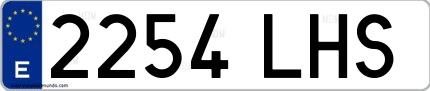 Ejemplo de matrícula española 2254 LHS