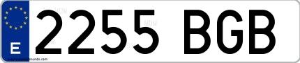 Ejemplo de matrícula española 2255 BGB