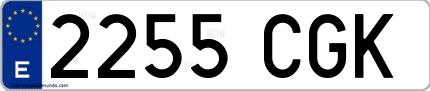 Ejemplo de matrícula española 2255 CGK