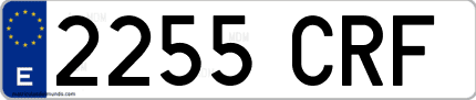 Ejemplo de matrícula de coche ordinaria 2255 CRF