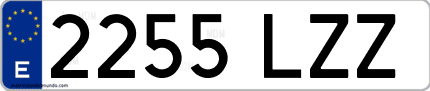 Ejemplo de matrícula de coche ordinaria 2255 LZZ