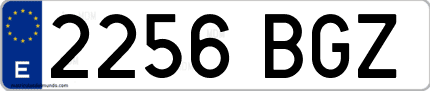 Ejemplo de matrícula de coche ordinaria 2256 BGZ
