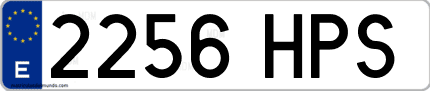 Ejemplo de matrícula de coche ordinaria 2256 HPS