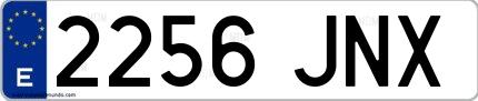 Ejemplo de matrícula española 2256 JNX